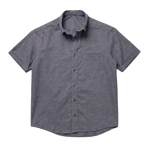 The Short Sleeve Atticus 160 in Blue Static Pinpoint Oxford Cotton
