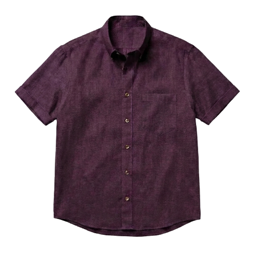 The Short Sleeve Atticus 140 in Deep Plum Linen