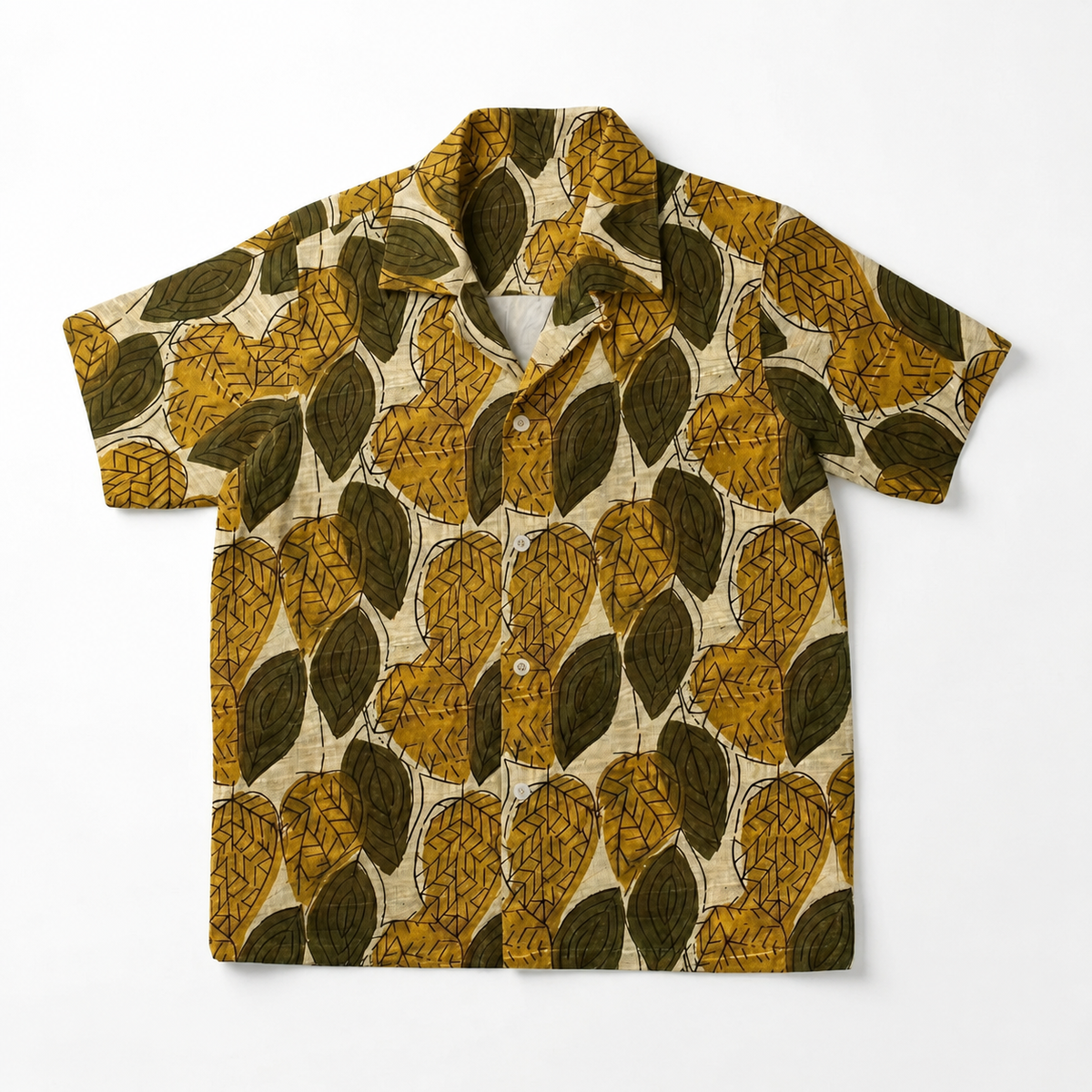 The Fleming 70 in Olive Foliage Hand Block Print Indian Cotton