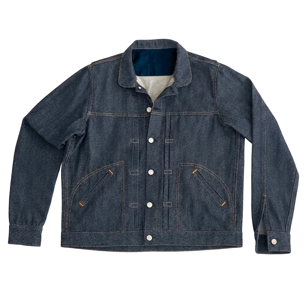 The Takumi Trucker Jacket 340 in Blue Gold Cotton Denim