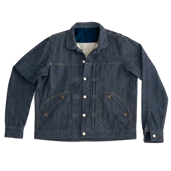 The Takumi Trucker Jacket 340 in Blue Gold Cotton Denim