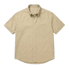 The Short Sleeve Atticus 160 in Warm Sand Indian Cotton