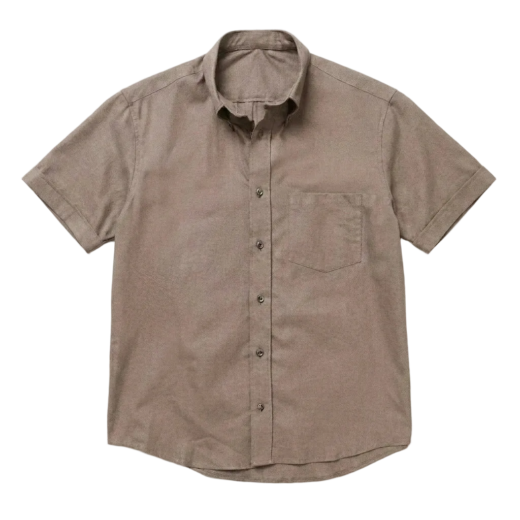 The Short Sleeve Atticus 125 in Warm Taupe Linen