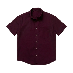 The Short Sleeve Atticus 160 in Smoked Burgundy Indian Cotton