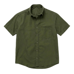 The Short Sleeve Atticus 160 in Moss Green Indian Cotton