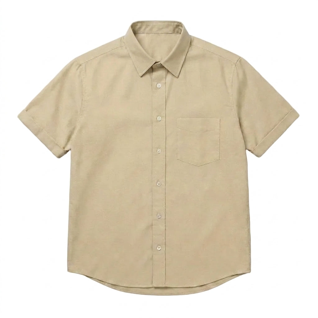 The Short Sleeve Mercier 160 in Warm Sand Indian Cotton Gallery 1