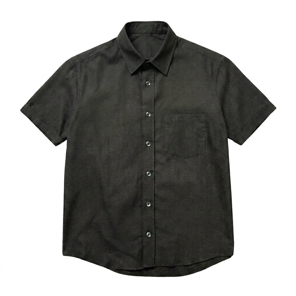 The Short Sleeve Mercier 120 in Ebony Black Cotton Flax Gallery 1
