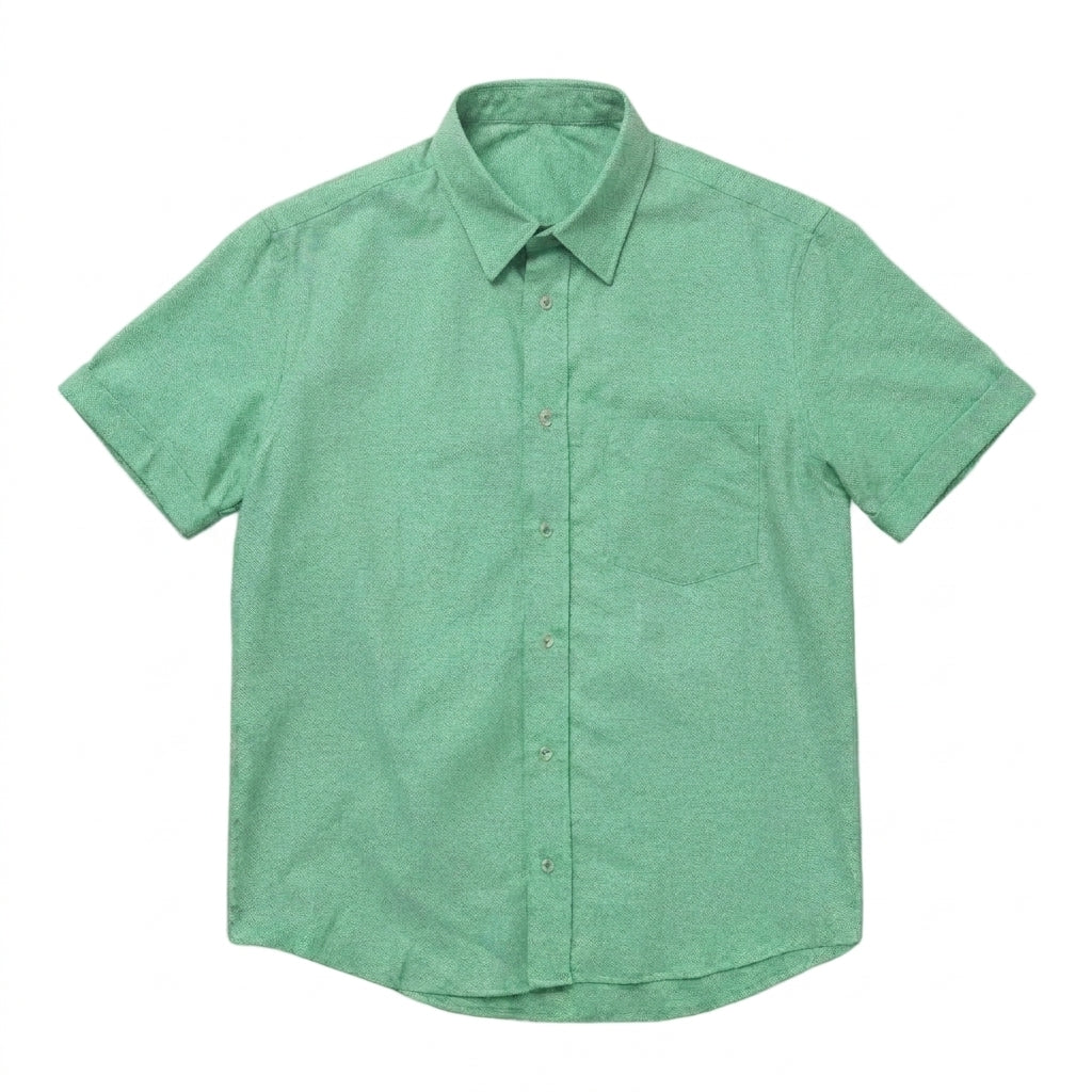 The Short Sleeve Mercier 120 in Peppermint Green Cotton Flax Gallery 1