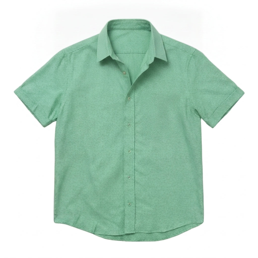 The Short Sleeve Mercier 120 in Peppermint Green Cotton Flax Gallery 1