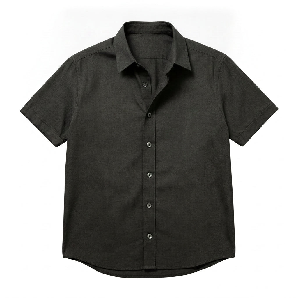 The Short Sleeve Mercier 120 in Ebony Black Cotton Flax Gallery 1
