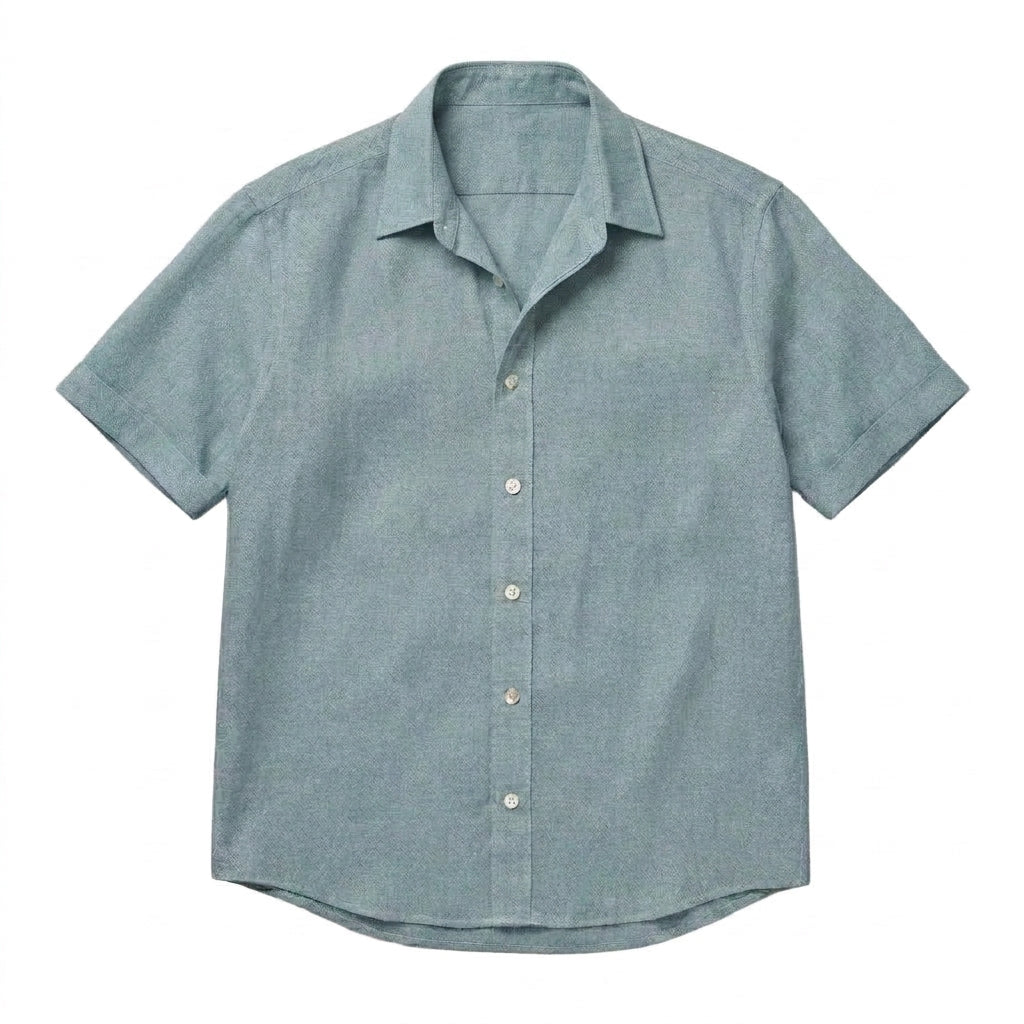 The Short Sleeve Mercier 140 in Muted Teal Linen Gallery 1