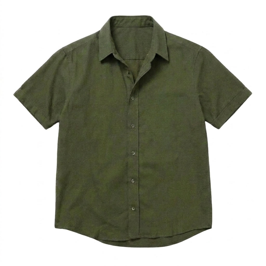 The Short Sleeve Mercier 160 in Moss Green Indian Cotton Gallery 1