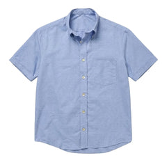 The Short Sleeve Atticus 160 in Washed Iris Pinpoint Oxford Cotton