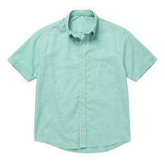 The Short Sleeve Atticus 160 in Seafoam Blue Indian Cotton
