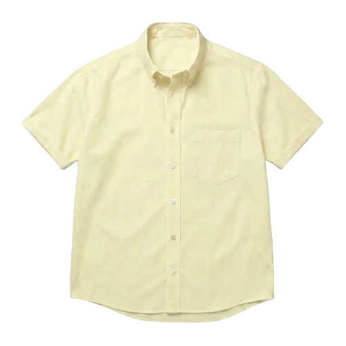 The Short Sleeve Atticus 120 in Warm Ivory Cotton Flax