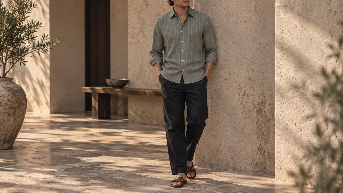 The Jack 125 in Koyla Stripe Kala Cotton worn