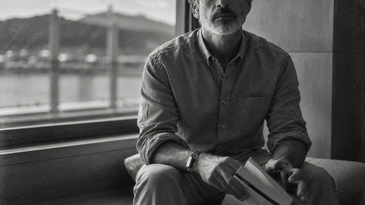 The Atticus 160 in Pepper & Salt Indian Cotton worn