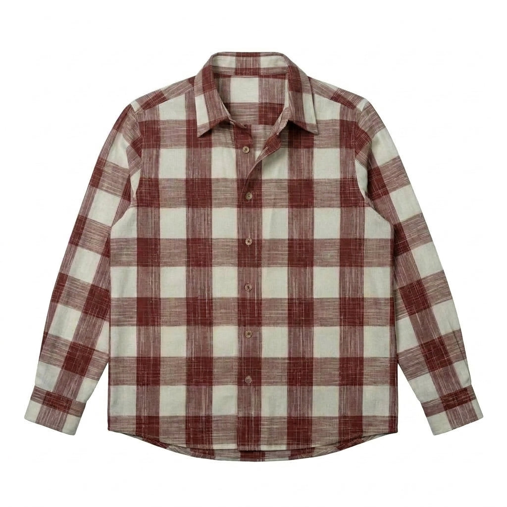 The Jack 115 in Cinnabar Check Khadi Cotton