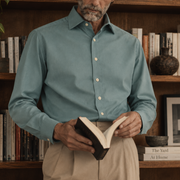 The Daniel 140 in Sage Blue Indian Cotton