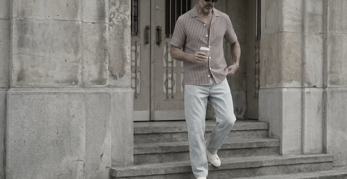 The Fleming 85 in Royal Patina Khadi Cotton worn