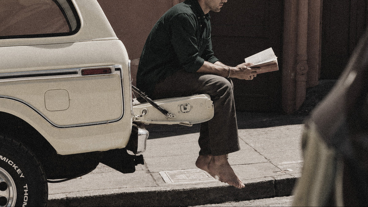 The Atticus 140 in Dark Forest Linen worn