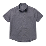 The Short Sleeve Atticus 160 in Blue Static Pinpoint Oxford Cotton