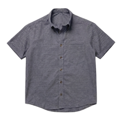 The Short Sleeve Atticus 160 in Blue Static Indian Cotton