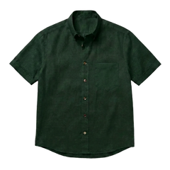 The Short Sleeve Atticus 140 in Dark Forest Linen