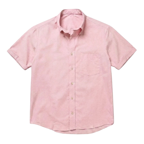 The Short Sleeve Atticus 160 in Blush Pop Pinpoint Oxford Cotton