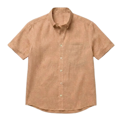 The Short Sleeve Atticus 140 in Soft Terracota Linen