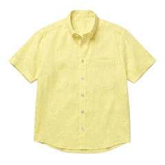 The Short Sleeve Atticus 140 in Soft Yellow Linen
