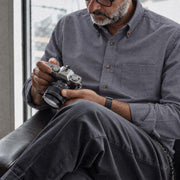 The Atticus 160 in Blue Static Indian Cotton