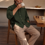 The Atticus 120 in Deep Olive Cotton Flax