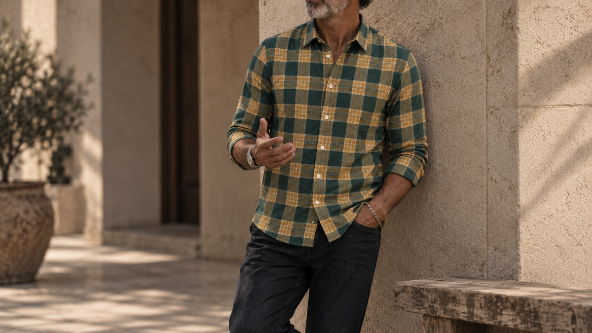 The Jack 130 in Sovereign Madras Khadi Cotton worn