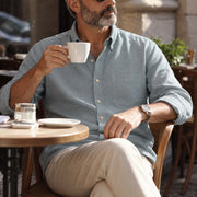 The Atticus 140 in Muted Teal Linen