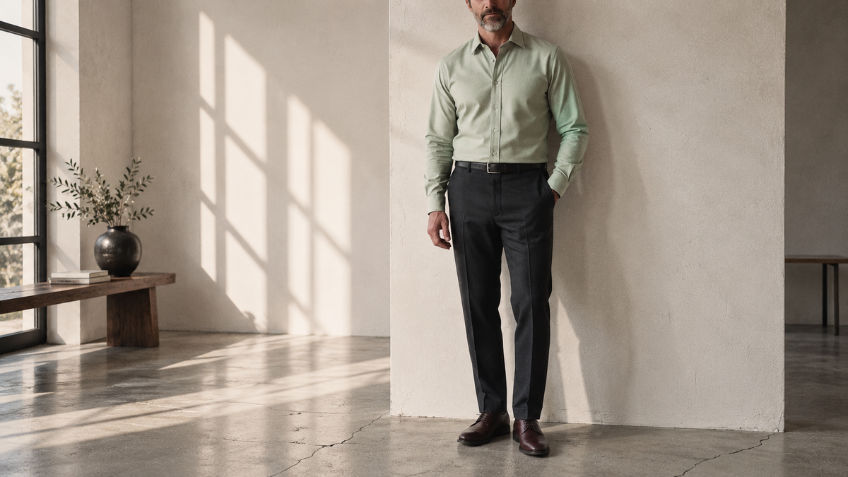 The Jack 160 in Mint Matcha Indian Cotton worn