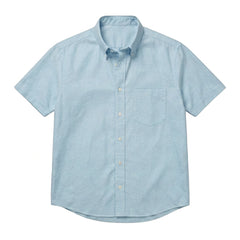 The Short Sleeve Atticus 160 in Sky Blue Indian Cotton