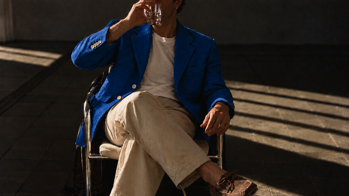 The Newman 220 in Neul Merino Wool worn