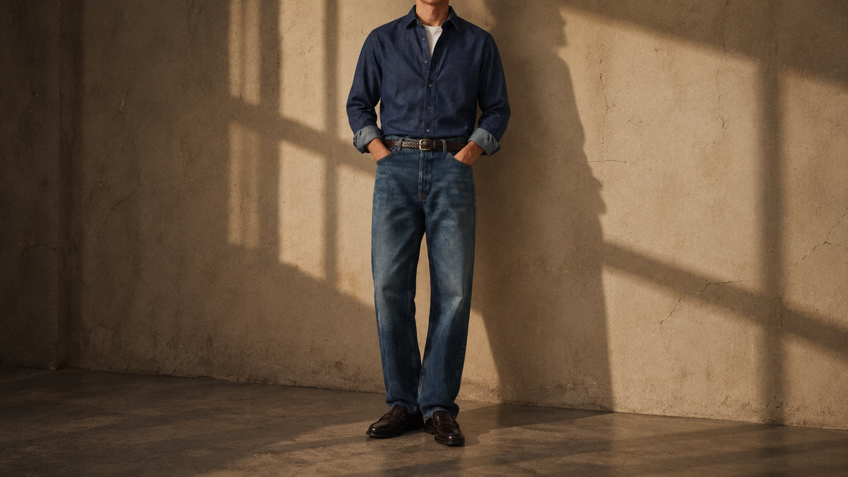 The Jack 235 in Raw Indigo Denim worn