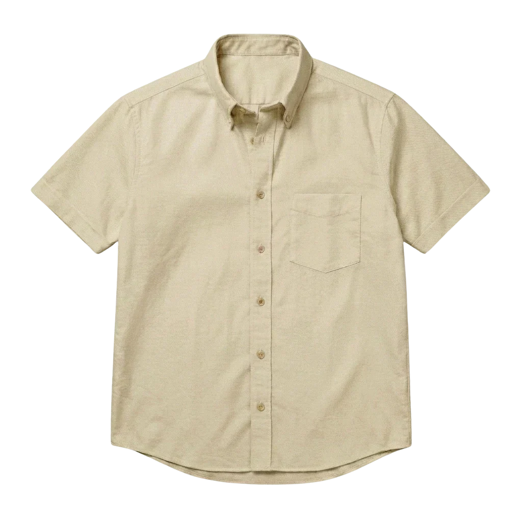 The Short Sleeve Atticus 160 in Buttercream Indian Cotton