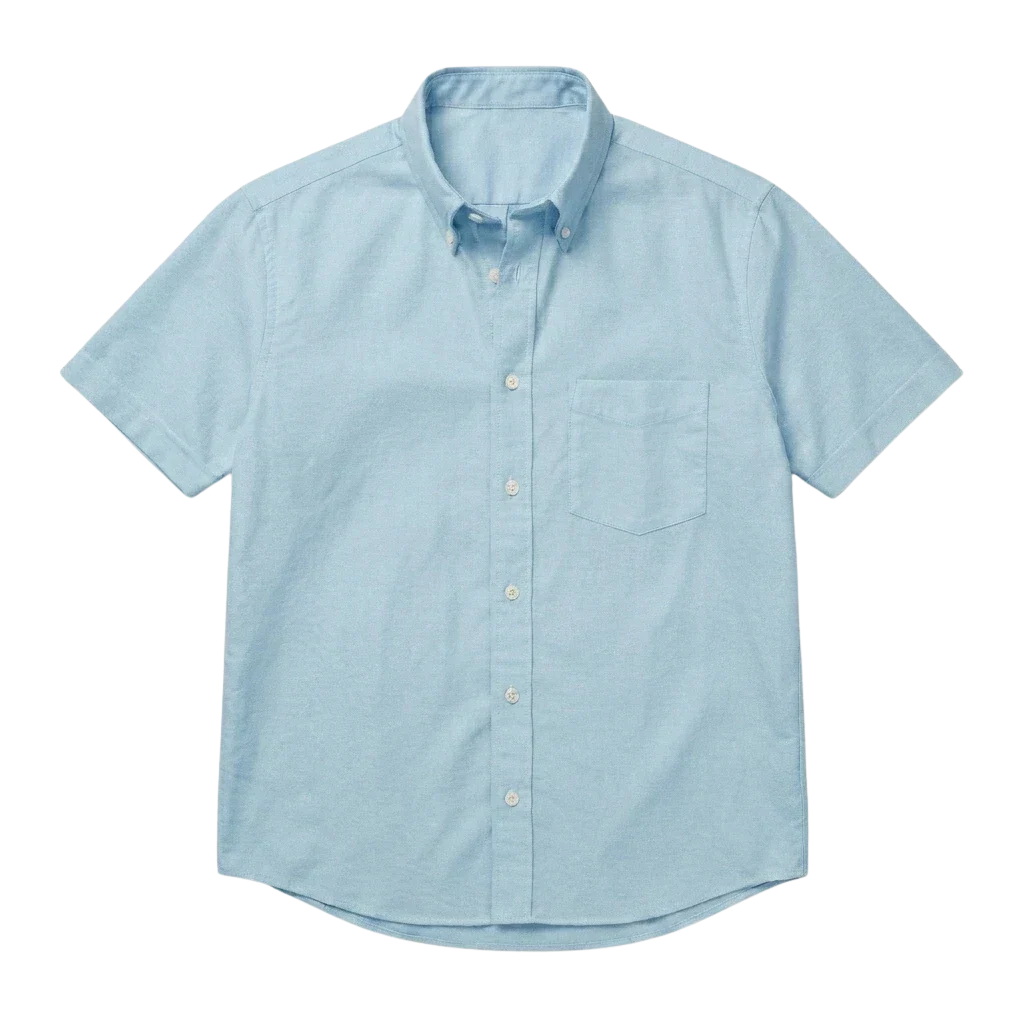 The Short Sleeve Atticus 160 in Sky Blue Indian Cotton