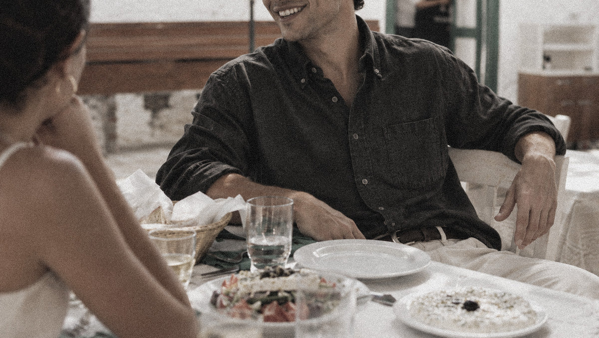 The Atticus 140 in Black Chambray Denim worn