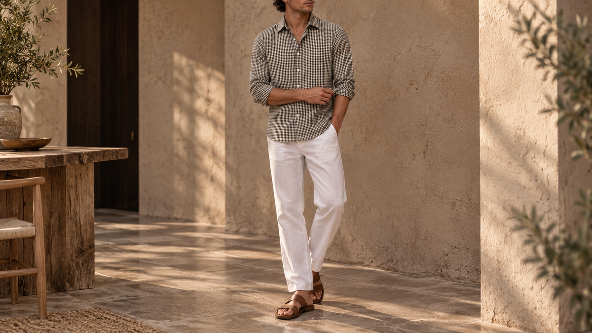 The Jack 95 in Imperial Grid Kala Cotton worn