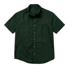 The Short Sleeve Atticus 160 in Deep Olive Indian Cotton