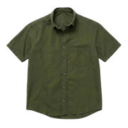 The Short Sleeve Atticus 160 in Moss Green Indian Cotton