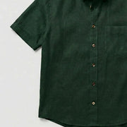The Short Sleeve Mercier 140 in Dark Forest Linen
