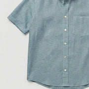 The Short Sleeve Mercier 140 in Muted Teal Linen