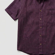 The Short Sleeve Mercier 140 in Deep Plum Linen