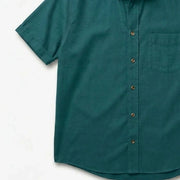The Short Sleeve Mercier 120 in Teal Blue Cotton Flax