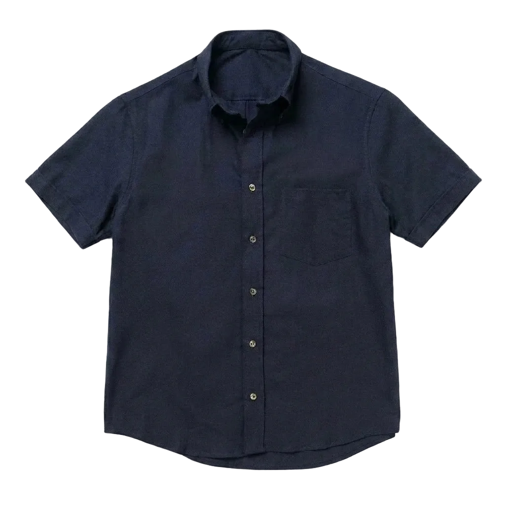 The Short Sleeve Atticus 160 in Deep Navy Indian Cotton